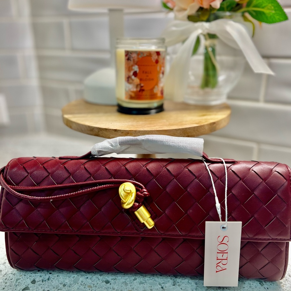 SOERA Red Quilted Clutch with Gold Accents